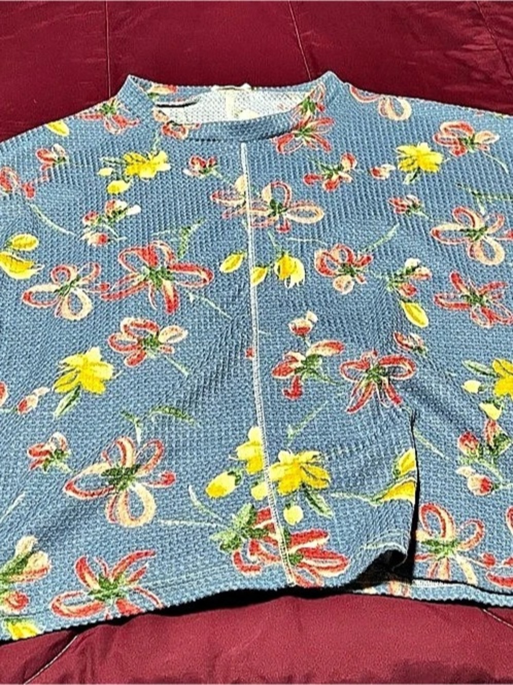 HOPELI Floral Short Sleeve Top in Blue & Red